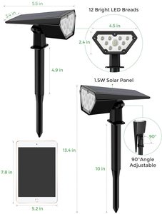 Luces solares al aire libre impermeable IP66 Solar Powered Garden Yard Spot Lights para decoraciones de paisaje al aire libre - Product Image 2