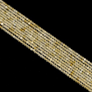 ลูกปัดหินคริสตัลธรรมชาติ Citrine ลูกปัดเมล็ดกลมตัดอย่างหนักลูกปัดหลวม2/3/4มม. สำหรับเครื่องประดับกลางแจ้งทำสีเหลือง - Product Image 3