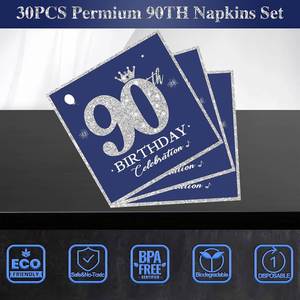 อุปกรณ์และของตกแต่งงานวันเกิดครบรอบ 90 ปี สำหรับแขก 24 คน - จานกระดาษสีดำและสีทอง ผ้าเช็ดปาก แก้วกระดาษ สไตล์โมเดิร์น ขายดี - Product Image 2