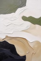 Grande Peinture à l'Huile Abstraite Texturée Faite à la Main sur Toile Beige Vert Noir, Diptyque Moderne pour Mur Intérieur, Taille Personnalisable