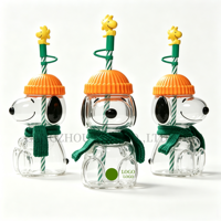 Prêt à expédier – Cadeau d'automne : Gobelet en verre en forme de chien de 20 oz, avec logo personnalisé, mignon et transparent, pour café glacé et jus