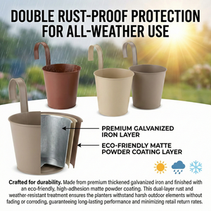 Macetas Colgantes <span class=keywords><strong>de</strong></span> Metal Galvanizado para Jardín Exterior, Macetas <span class=keywords><strong>de</strong></span> Hierro con Recubrimiento <span class=keywords><strong>en</strong></span> Polvo y Ganchos para Balcón, Venta al Por Mayor - Product Image 3