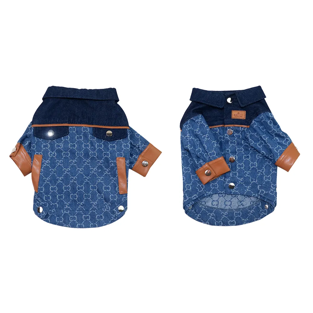 Roupas de cachorro, venda no atacado de fábrica, roupas de cachorro, pequenas e médias, acessórios de luxo, roupas listradas de denim para cachorros