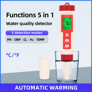 Kỹ thuật số chất lượng nước <span class=keywords><strong>Tester</strong></span> 5 trong 1 H2/CL/TMP/ORP/ph Kit kiểm tra nước uống hồ bơi <span class=keywords><strong>ppm</strong></span> Detector Clo nước độ tinh khiết Analyzer - Product Image 2