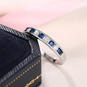 Anello Eternity da Donna T0586 con Zaffiro Naturale Rotondo, Montatura a Canale, Anelli di Fidanzamento alla Moda - Product Image 6