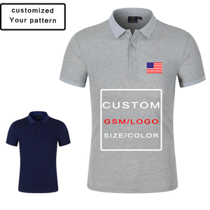 <span class=keywords><strong>Polo</strong></span> d'été à manches courtes de couleur unie pour hommes, vêtements de travail estampés à chaud avec tissu en jersey et décoration de boutons, T-Shirt Sty - Product Image 6