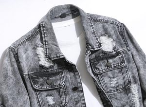 Customized Men's Solid-color Stylish Casual <b>Jacket</b> with Leather <b>Collar</b> and Loose Fit Denim <b>jacket</b> for men - Product Image 3