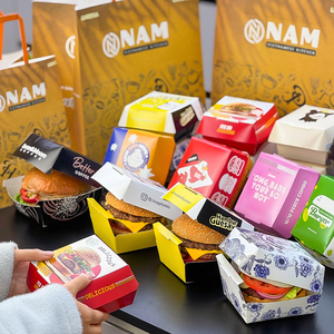 Boîtes à hamburger imprimables personnalisées emballage sulfurisé de qualité alimentaire pour hamburgers sandwichs boîtes à emporter de restauration <span class=keywords><strong>rapide</strong></span> pour restaurant - Product Image 4