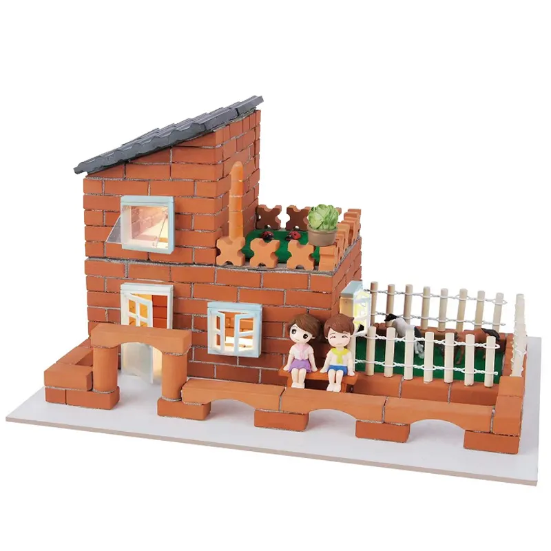 Play House Bricks Set for Kids DIY Miniature House Model Building Blocks Reusable Brick Tiles Construction Toy