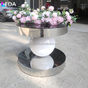 Table ronde en verre transparent et acier inoxydable miroir LEDA pour événements, réceptions, hôtels et mariages - Product Image 1