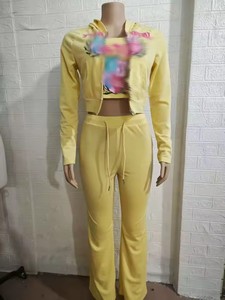 Conjunto Casual de <span class=keywords><strong>3</strong></span> Piezas para Mujer para Otoño Chaqueta Estampada con Capucha+Chaleco+Pantalones Largos Chándal Ropa de Estar por Casa de Tres Piezas - Product Image 4