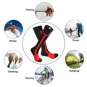ถุงเท้าไฟฟ้าให้ความอบอุ่นสำหรับสภาพอากาศหนาวเย็นสไตล์สปอร์ตสีดำและสีแดงมีให้เลือกขนาด XL XXL มีรูปแบบตัวเลข
