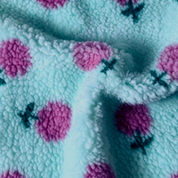 Kain Fleece Sherpa Jacquard Bunga Hijau Mint & Merah Muda, Bahan Lembut Premium untuk Mantel dan Jaket Musim Dingin