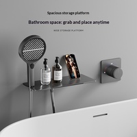 Robinet de douche mural multifonctionnel carré en laiton à trou unique, cascade réglable, mitigeur de salle de bain à poignée unique, vente en gros