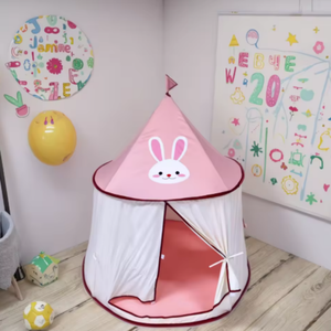 Tente de jeu pour enfants en forme de lapin mignon, tente <span class=keywords><strong>tipi</strong></span> pop-up avec <span class=keywords><strong>tapis</strong></span> rond pour enfants de 2 à 10 ans, tente de jeu intérieure pour s'amuser - Product Image 3