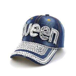 Nuevo Sombrero Vaquero de Mezclilla con Incrustaciones de Diamantes QUEEN, de 6 Paneles, Ajustable, para Mujer, a la Moda, con Protección Solar para Exteriores - Product Image 5