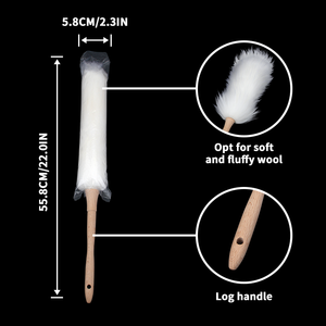 <span class=keywords><strong>Plumeau</strong></span> en laine écologique, anti-statique et moelleux, avec manche en bois lisse pour usage domestique - Product Image 3