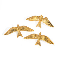 Rétro 18K Or Argent Acier Inoxydable Ins Style Bague et Boucle D'oreille Ensemble Ailes D'oiseau Conception Anneau Ouvert Étanche Non-fading Bijoux