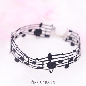 Collier ras du cou noir fait main avec notes musicales, polyvalent et simple, chaîne épaisse pour clavicule, collier élégant. - Product Image 4