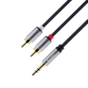 Cavo Audio di Alta Qualità Placcato in Oro 24K da <span class=keywords><strong>3</strong></span>.5mm a <span class=keywords><strong>RCA</strong></span> con Guscio in Lega di Alluminio per Lettore DVD e MP3 Audio Professionale - Product Image 5