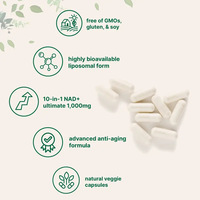 Capsules végétaliennes liposomales NAD+ OEM avec resvératrol, glutathion, astaxanthine pour stimuler l'énergie cellulaire et la protection antioxydante, 60 comprimés