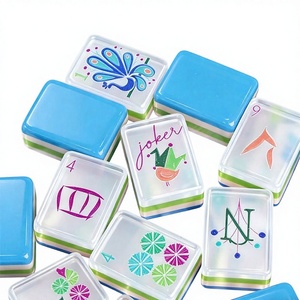 Hand-Crafted Acrylic Four-Layer European American Style Color-Blocking Mahjong Tiles Chess Card <b>Entertainment</b> Wholesale - Product Image 1