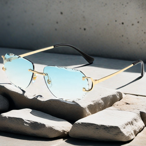 Gafas de Sol Ovaladas Vintage de Alta Calidad, Sin Montura, para Hombre y Mujer, Estilo Retro 2025, Montura Degradada, Corte de Diamante - Product Image 2