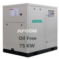 Compresseur d'air sans huile APCOM 100 HP 75 KW 400 CFM Compresseur d'air sans huile 400CFM 100HP 75KW Compresseur d'air à vis sans huile
