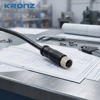 Connecteur industriel femelle KRONZ M8, prise d'aviation droite 3/4/5/8/12 broches, blindé, à verrouillage par vis, circulaire, IP67, en alliage