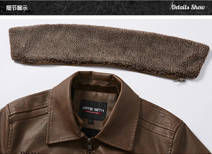 Veste en PU pour homme, nouveau design, tendance hiver, vêtements pour homme, veste chaude, coupe slim, élégante, veste de moto en PU - Product Image 5