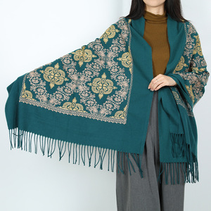 Oriente Medio patrón étnico <span class=keywords><strong>Persia</strong></span> Pashmina a prueba de viento flor borlas poliéster Cachemira bordado bufandas y chales para dama - Product Image 1