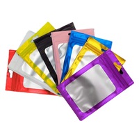 Guandu, pequeña empresa, a prueba de humedad, ventana mate, sello de cremallera resellable, bolsa de embalaje para accesorios de uñas, piedras preciosas y collares