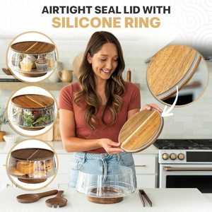 Set di Ciotole Grandi in <span class=keywords><strong>Vetro</strong></span> con Coperchio per Insalata, Tagliere per Formaggi e Salumi |   Fabbrica Homex_BSCI - Product Image 4