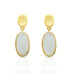 Chris April in Stock 925 Sterling Silver Gold Plated Latest Artificial Manmade <strong>Jade</strong> <strong>Earrings</strong> - Product Image 1