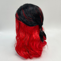 Moitié Noir Rouge Maîtresse Morbide Perruque Deux Tons Goth Hipster Vamp Méchante Sorcière Halloween Perruque