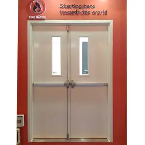 ul approve Manufacturer custom double steel fire-proof door fire rated steel door with glass insert steel fire door