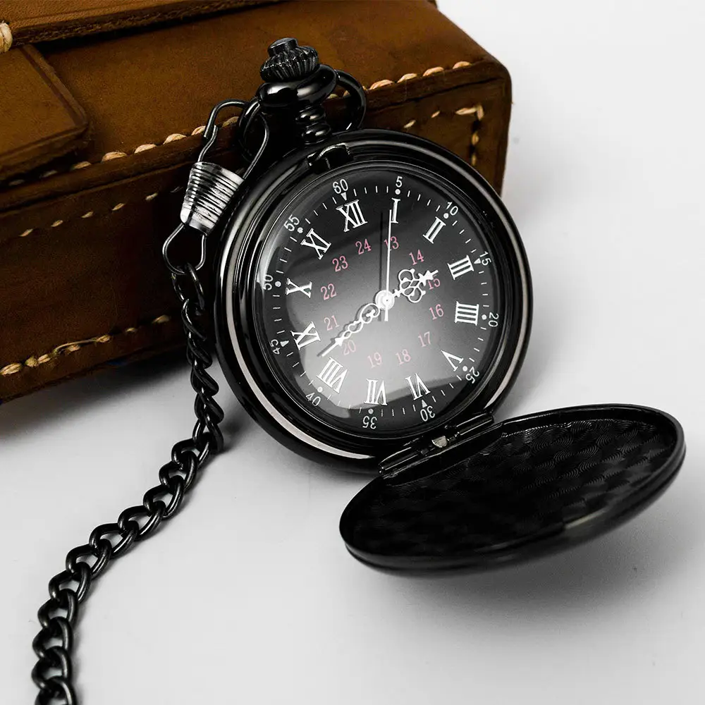 Vintage Fashion 37cm Chain Watch Smooth Steel Quartz Pocket Watch Roman Amber Dial Pendant Fob Watch Gifts Clock