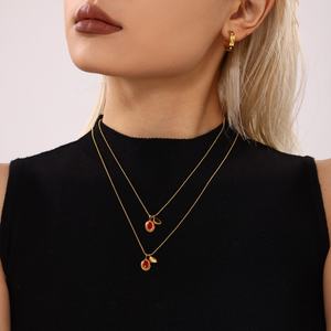 Collier en acier inoxydable plaqué or 18 carats avec pierre naturelle vintage pour filles - Vente en gros - Product Image 4