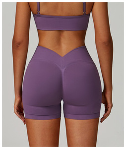 Shorts de sport sans couture pour femme, résistants aux squats, avec taille côtelée, <span class=keywords><strong>coupe</strong></span> en V et côtés froncés, résistants à l'usure - Product Image 6