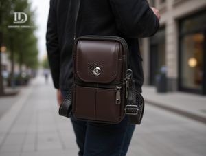 Borsa a tracolla da uomo in vera pelle con fibbia per cintura per uso quotidiano - Product Image 2