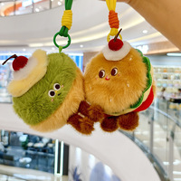 Porte-clés en peluche Hamburger et Frites, breloque de sac à dos, mini jouet en peluche, pendentif, à partir de 14 ans
