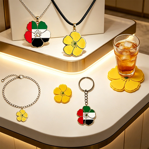 Llaveros y dijes de flor nacional emiratí personalizados al por mayor de <span class=keywords><strong>Tribulus</strong></span> Omanense de los EAU, con diseño de jazmín amarillo, directo de fábrica antigua - Product Image 4
