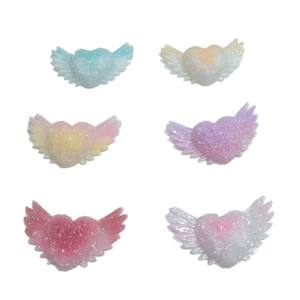 إكسسوارات دبوس شعر على شكل قلب مضيء بأجنحة الحب، مصنوعة يدويًا من البلاستيك/الراتنج بتقنية التنقيط - Product Image 5