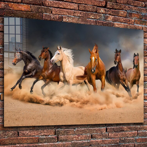 Lukisan kanvas hewan liar tujuh kuda Dekor rumah ruang tamu poster cetak gambar seni dinding lukisan kaca kristal - Product Image 5