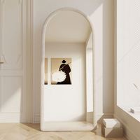 Miroir sur pied pleine longueur à double usage, design moderne nordique avancé, cadre en MDF, verre arqué haute définition