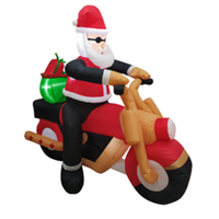 Père Noël gonflable de 1,5 m sur moto avec lumières LED, alimenté par courant continu, pour décorations de Noël en extérieur