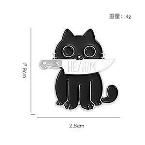 Vente chaude mignon dessin animé animaux pour broche en métal broche noir typographie Cool <span class=keywords><strong>anglais</strong></span> vêtements accessoires collier broches boutons - Product Image 5