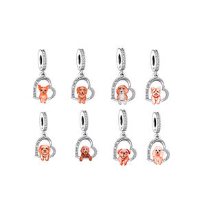 Abalorio de Plata de Ley 925 con Forma de Perro <span class=keywords><strong>Beagle</strong></span>, Dachshund o Chihuahua para Pulsera de Charms de la Marca <span class=keywords><strong>Original</strong></span> Fit, para la Creación de Joyas - Product Image 1