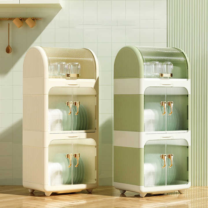 Hot sale Plate Dish Bowl Cups Spoon Storage Rack handle Kitchen 2 layers Plastic Dish Drying Drainer Dish Rack with Lid