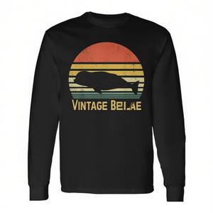 T-shirt à manches longues avec silhouette de baleine Beluga rétro vintage - Product Image 2